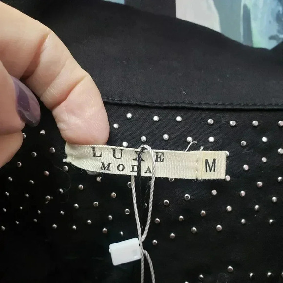 Luxe Moda Women's Studded Denim Jacket New w/Tag - Picture 5 of 9